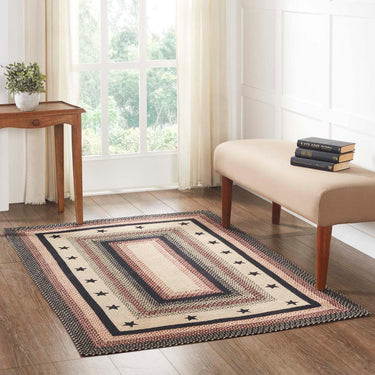 Colonial Star Jute Braided Rug Rect with Rug Pad 4'x6' VHC Brands - The Fox Decor